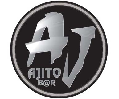 AJITO BARの黒い円形ロゴ